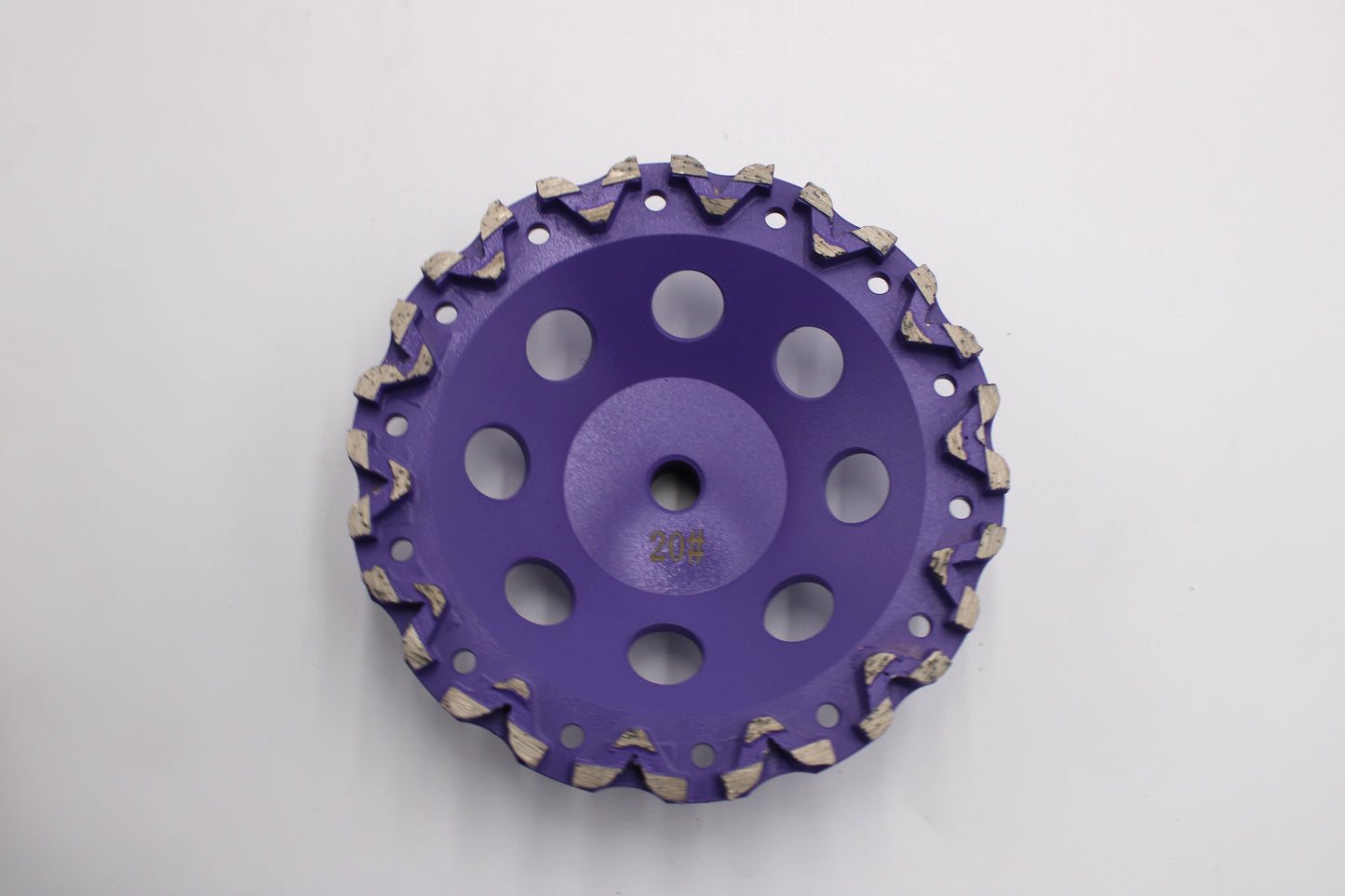 Forte 7" Premium V-Shape Diamond Cup Wheel – 20/25 Grit, 5/8"-11 (Purple)