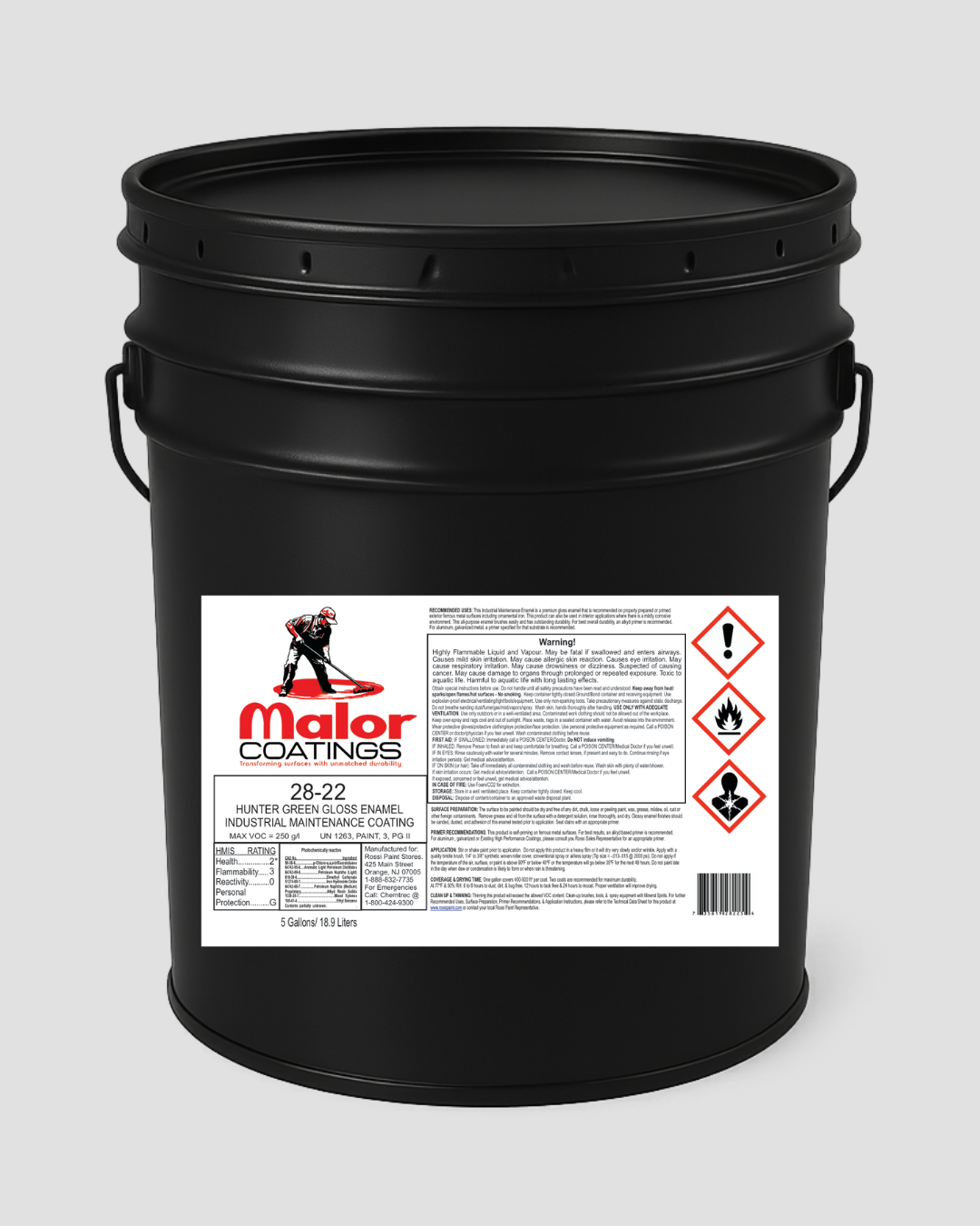Malor Coatings™ 5 Gallon Alkyd Gloss Green Industrial Coating