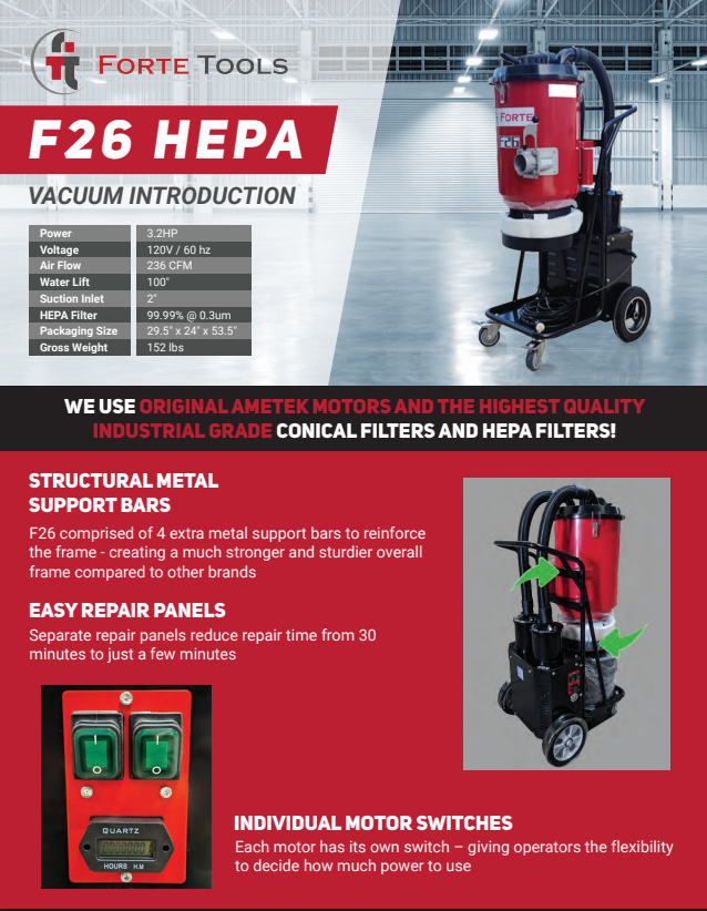 Forte F26 HEPA Vacuum