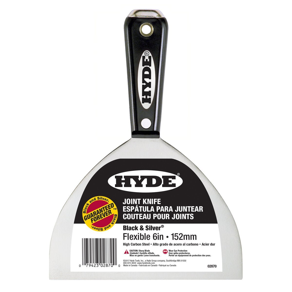 Hyde Flexible Black and Silver Hammer Head Joint Knife 6"