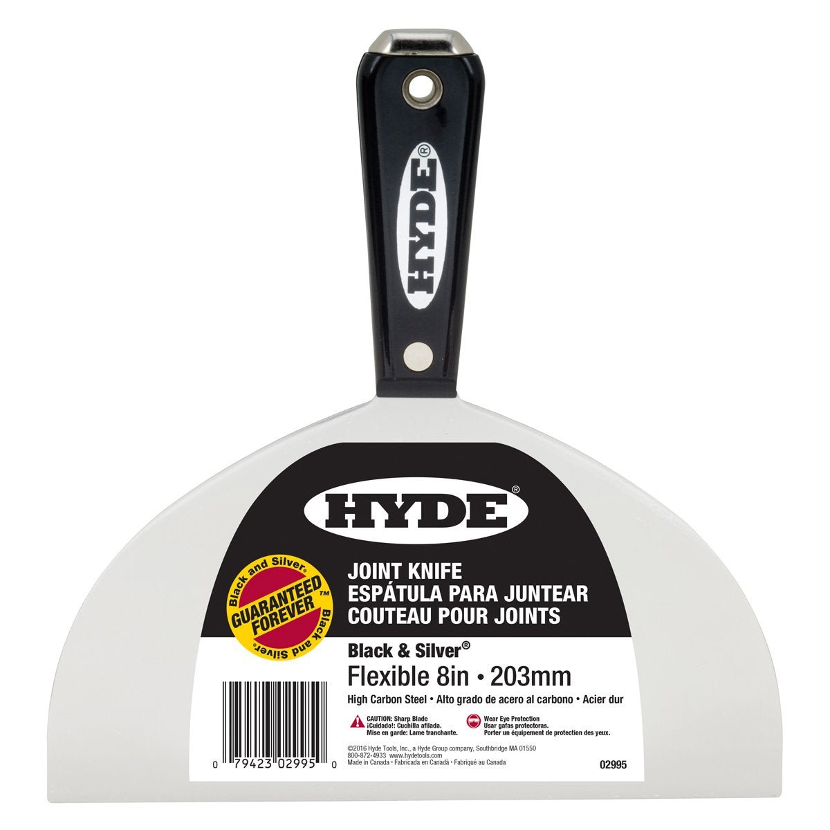 Hyde Flexible Black and Silver Hammer Head Joint Knife 8"