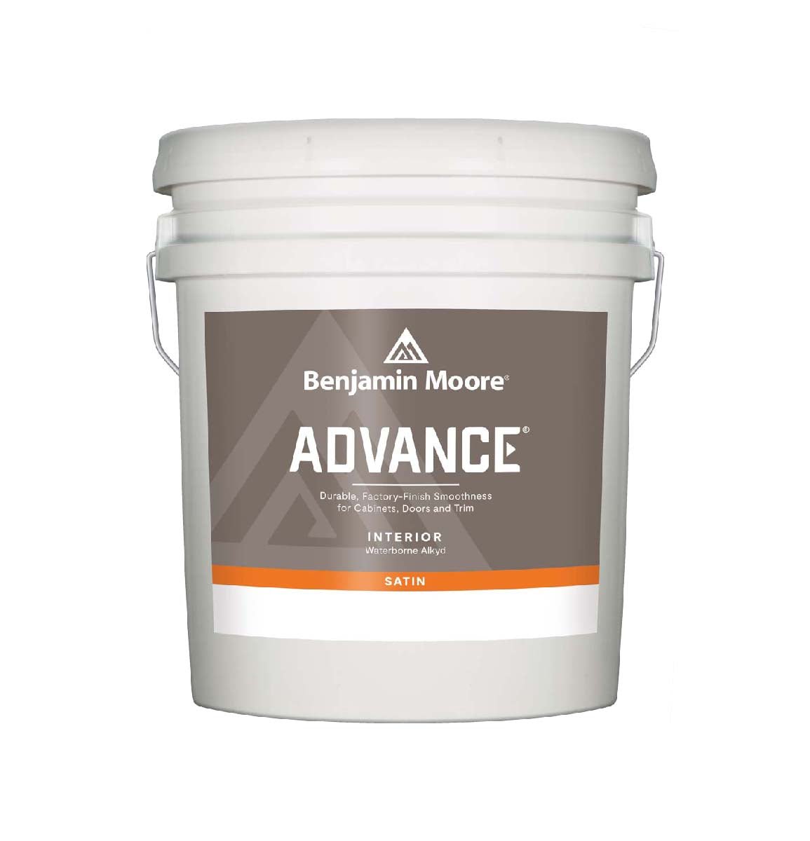 5 Gallon of Advance Satin. Orange Ribbon on Bottom. 